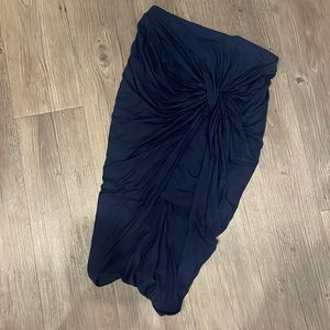 Asymmetrical ruched midi skirt